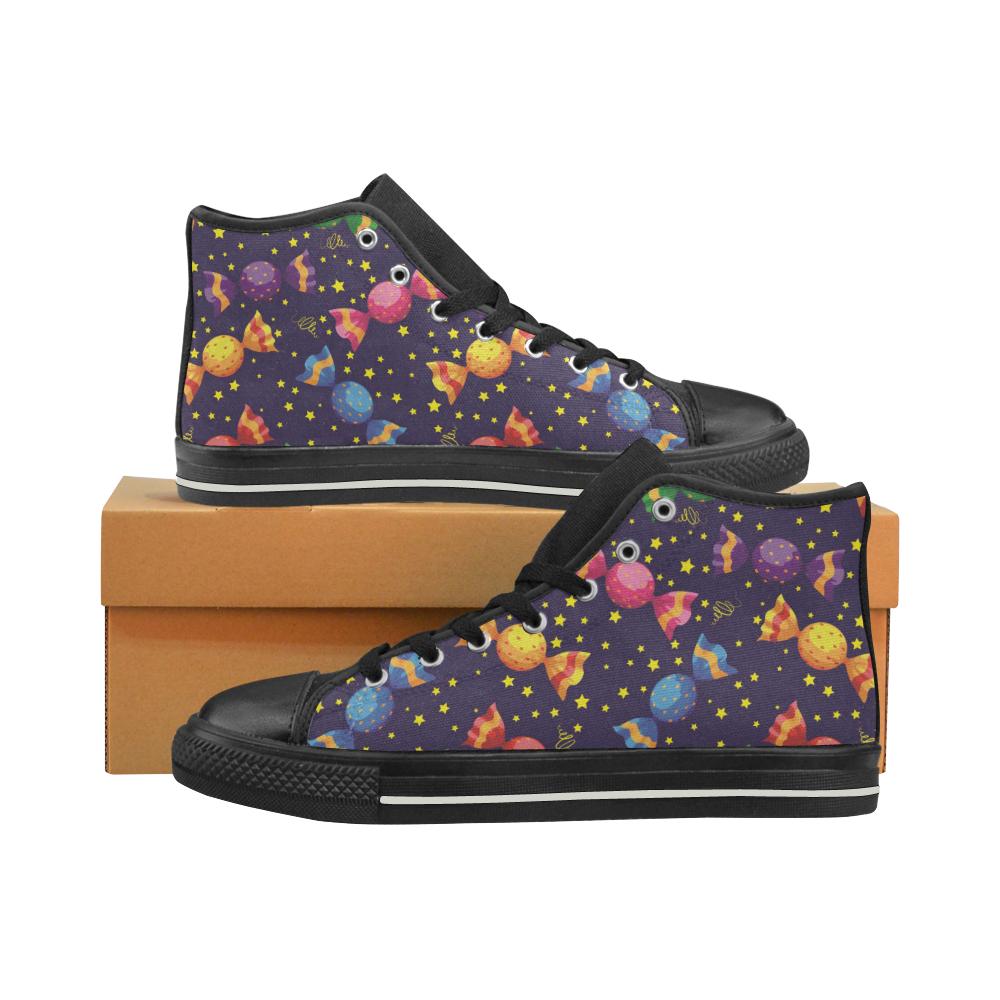 Candy Star Pattern Women’s High Top Shoes Black