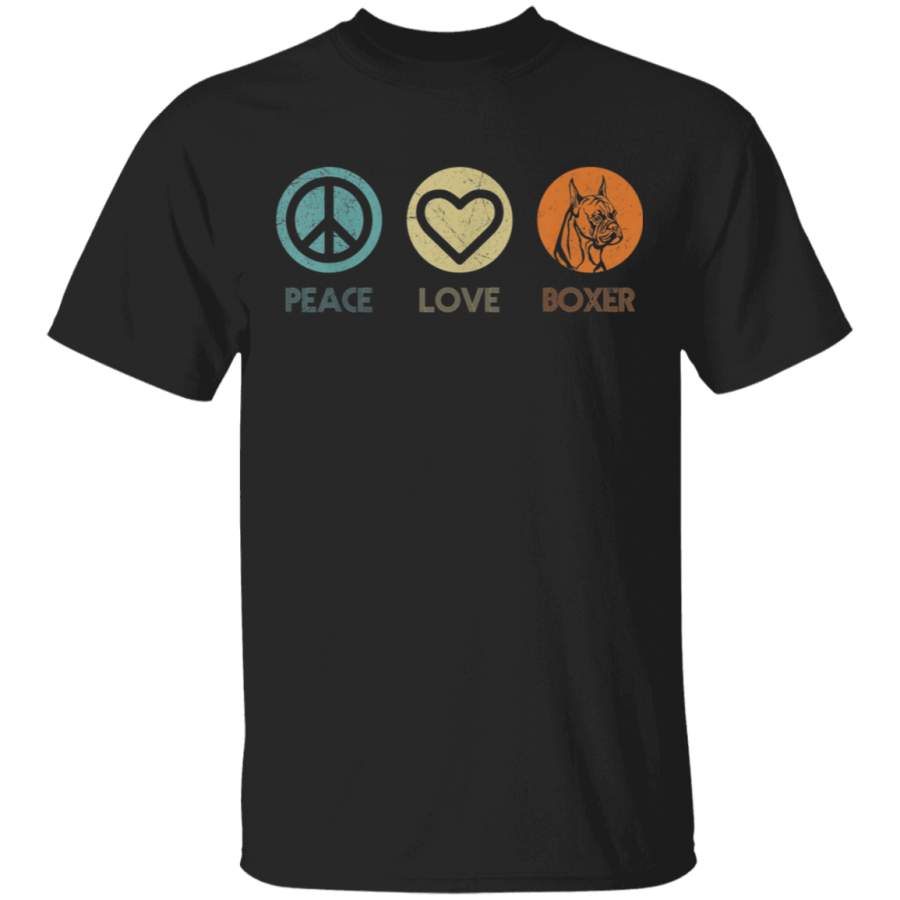 Retro Vintage Peace Love Boxer Dog Tshirt Dog Lover Gifts