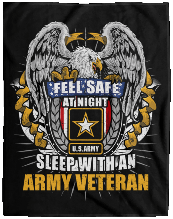 Feel Safe At Night Sleep With An Army Veteran Cozy Plush Fleece Blanket – 60×80