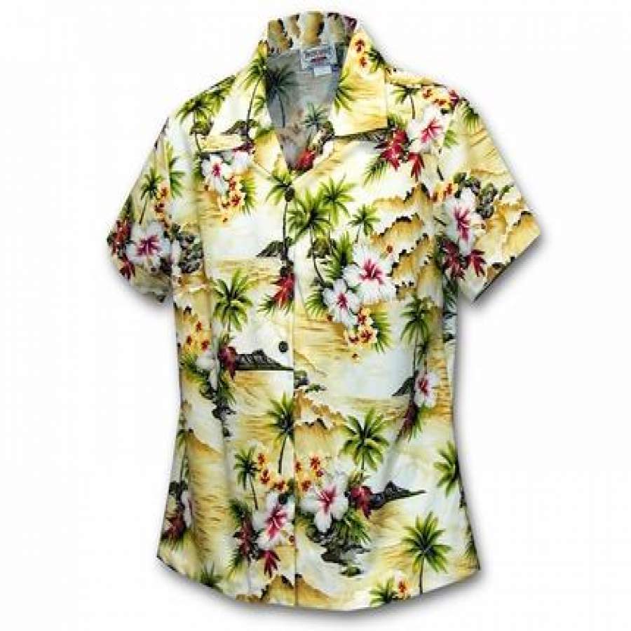 Diamond Head Beach Maize Fitted Hawaii Shirt Ha102357