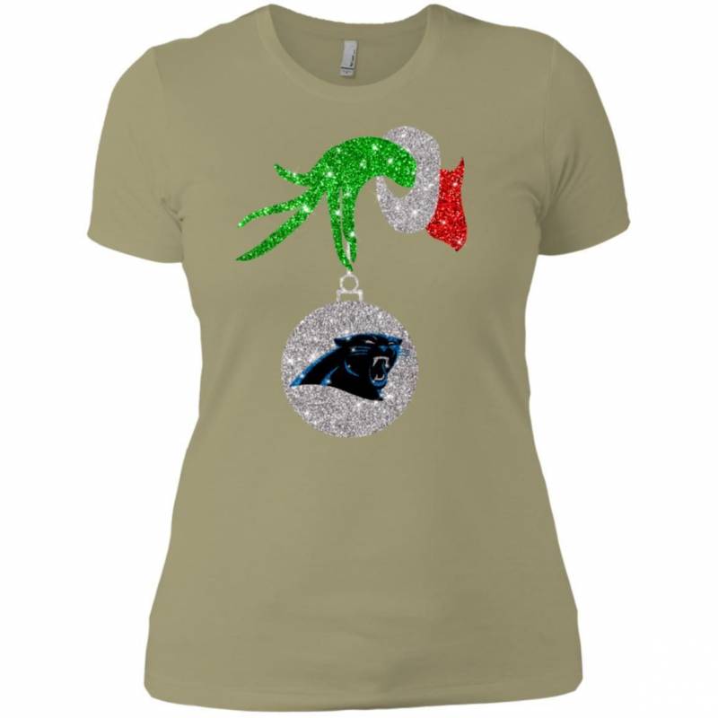 Carolina Panthers Glitter Grinch Monogram Ornament Christmas Gift Women T-shirt