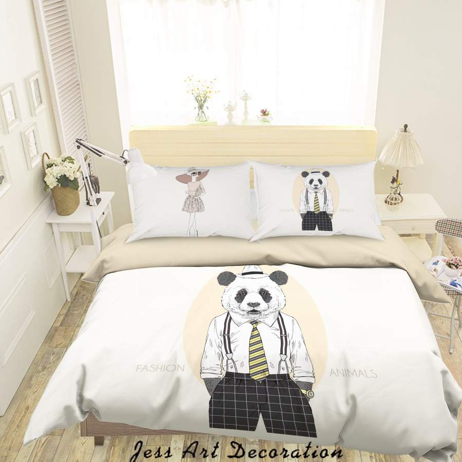 3D Mr panda Cartoon Animal Quilt Cover Set Bedding Set Duvet Cover Pillowcases A030 LQH