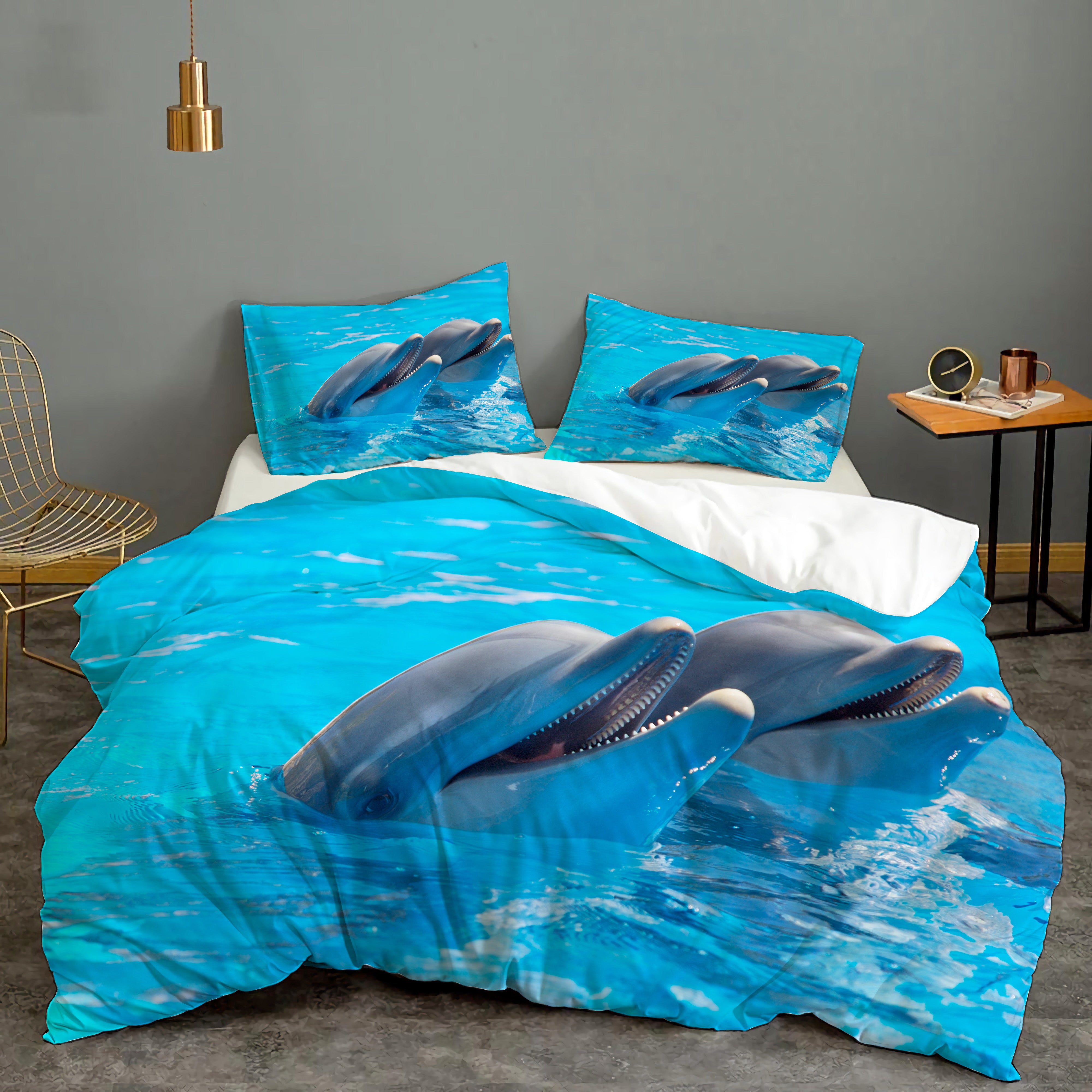 3D Blue Sea Animal Dolphin Quilt Cover Set Bedding Set Duvet Cover Pillowcases 34