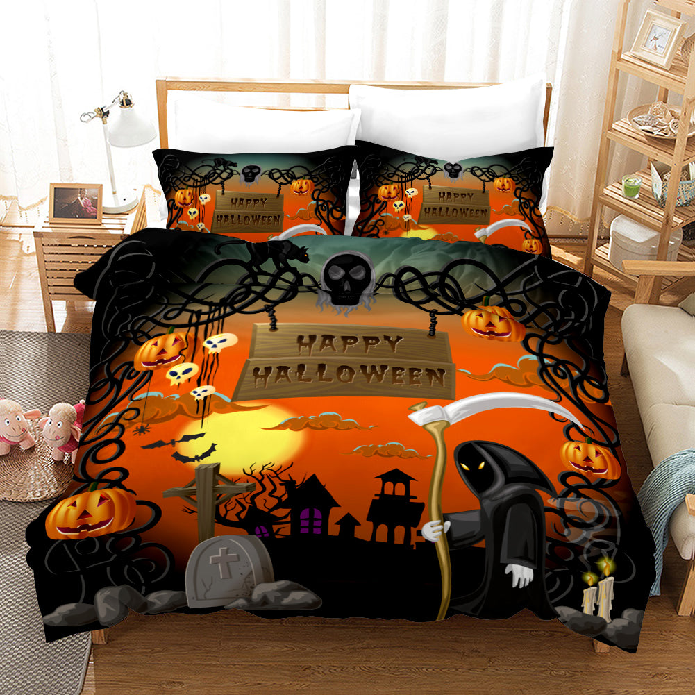 3D Halloween Pumpkin Demon Quilt Cover Set Bedding Set Duvet Cover Pillowcases Wj 4533