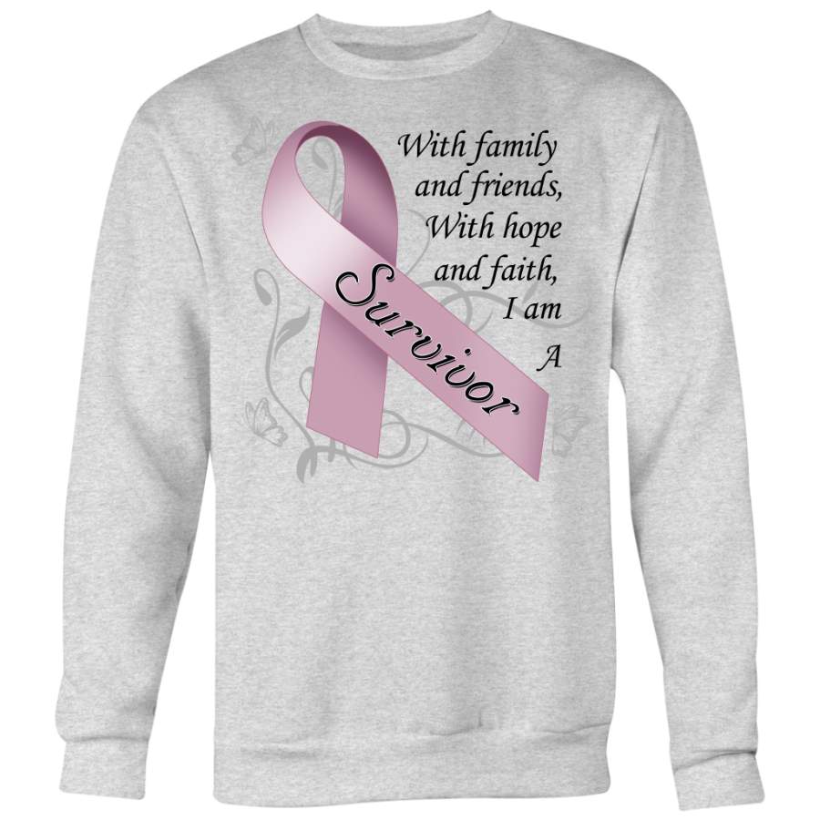 Breast Cancer Awareness Shirt, With My Family Friends and Faith I am a Survivor Shirt