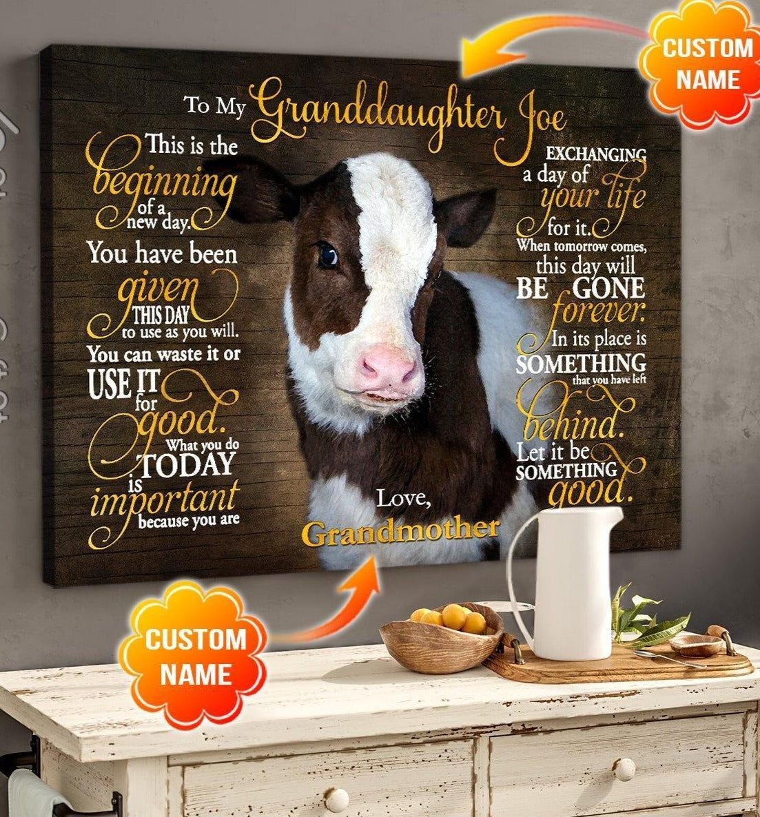 Personalized Name Text Canvas, Poster Cow Wall Hanging Cattle Gift Idea – This Is A Beginning Of A New