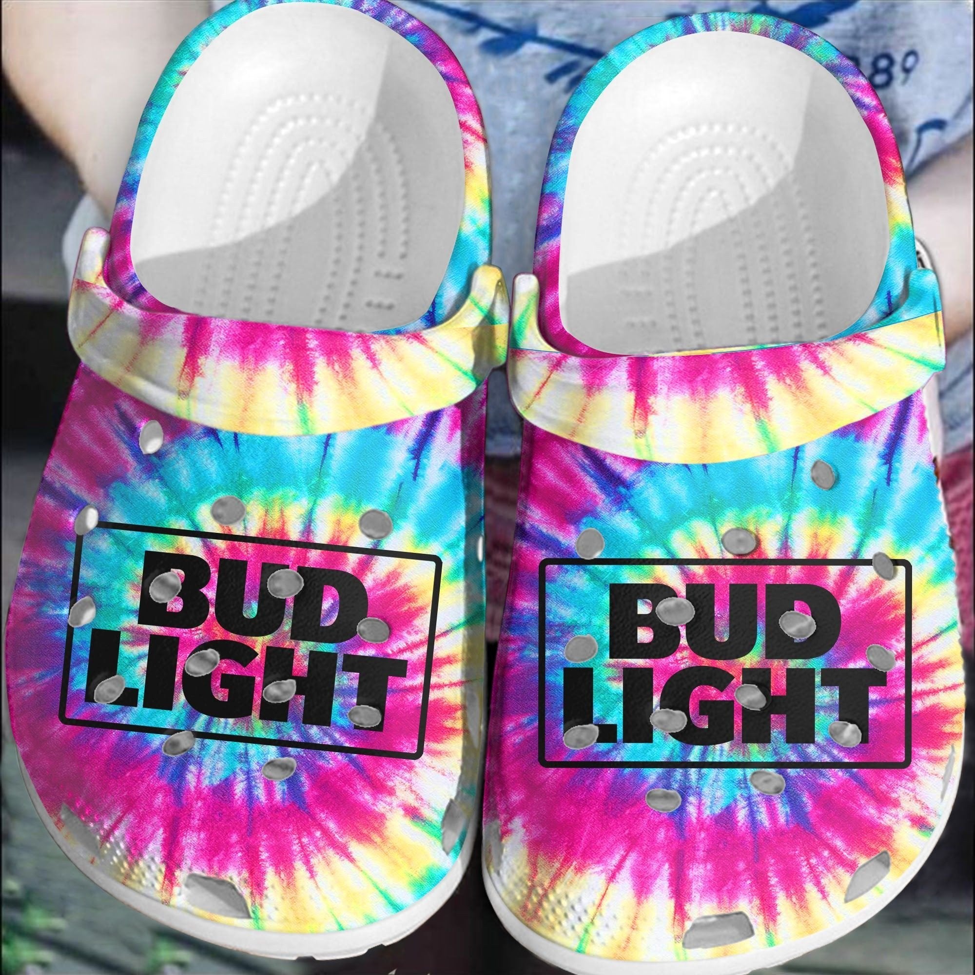 Bud Light Rainbow Beer Crocs Classic 3D Crocband Clog