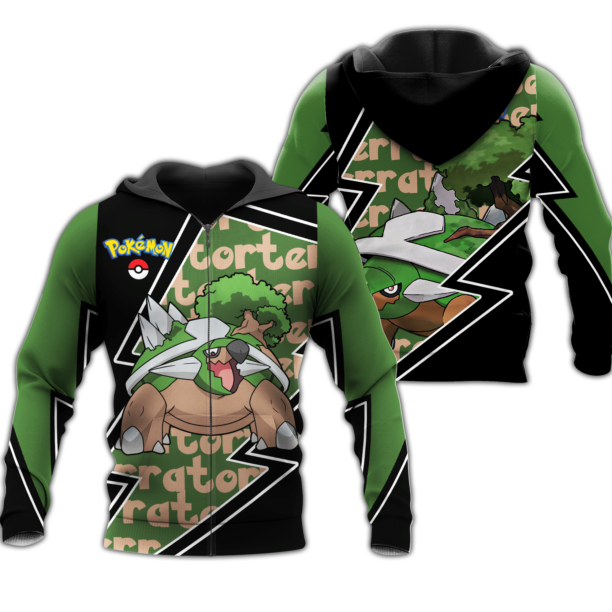 Torterra Zip Hoodie Costume Pokemon Shirt Fan Gift Idea