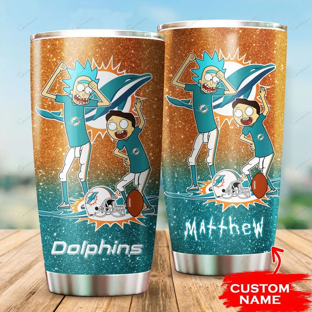 Custom Name Miami Dolphins Rick And Morty Tumbler Mug