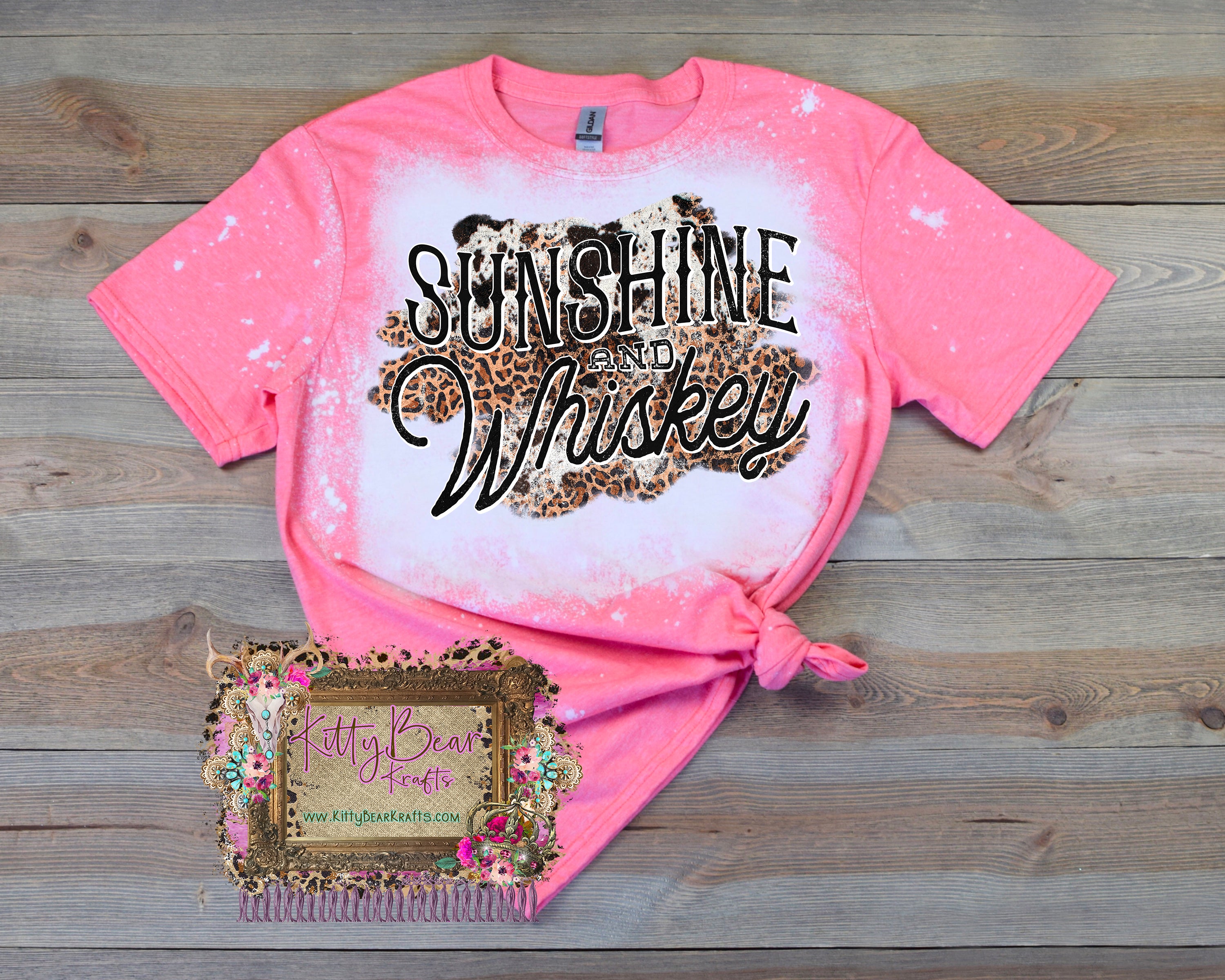 Sunshine And Whiskey Leopard Bleached T-Shirt