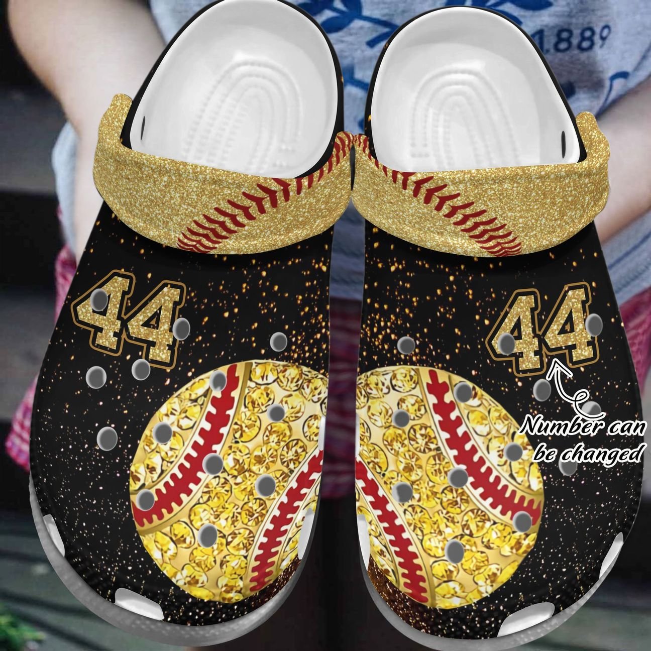 Softball Personalized Clog, Custom Name, Text, Color, Number Fashion Style For Women, Men, Kid, Print 3D Golden