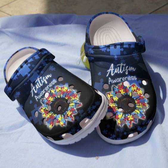 Autism Awareness Day Sunflower Puzzle Pieces Crocband Clog Shoes