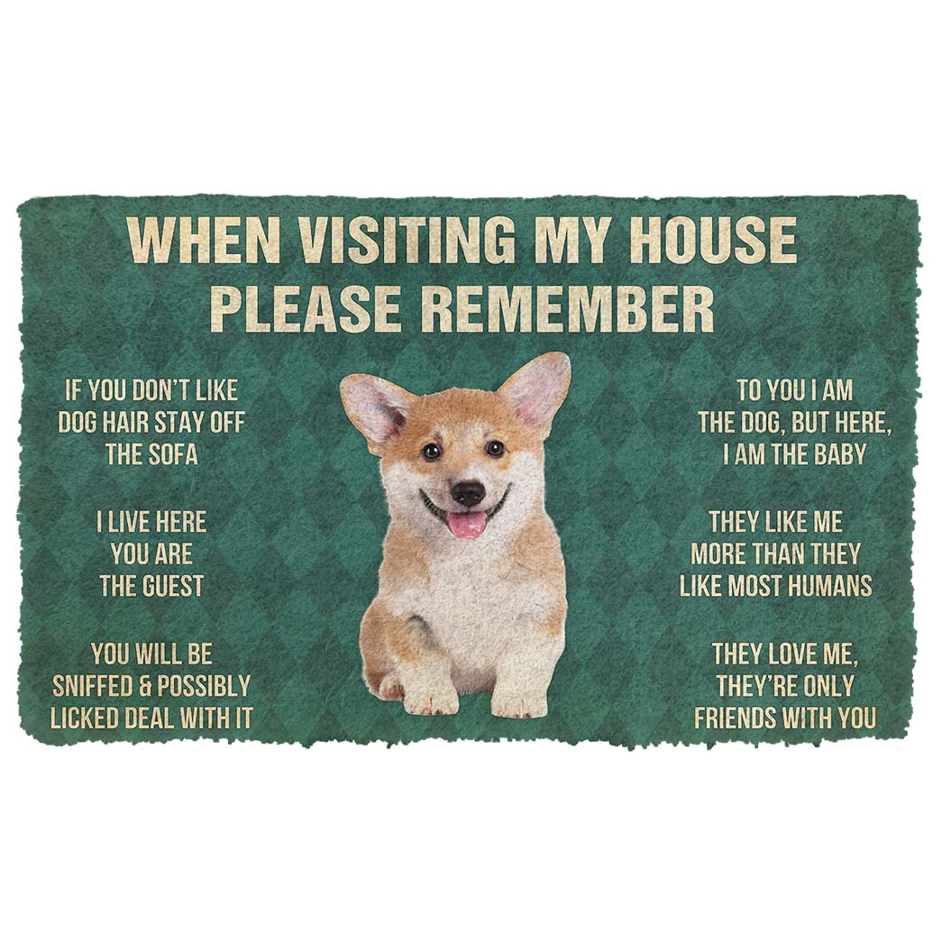 Gearhumans  Gearhuman 3D Please Remember Corgi Puppy Dogs House Rules Custom Doormat