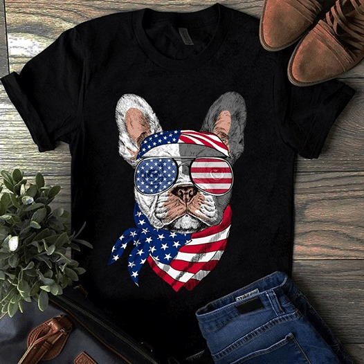 Pull Dog Animals American Flag 4Th July Day Independence Gift T Shirt Hoodie Sweater  Size S-5Xl