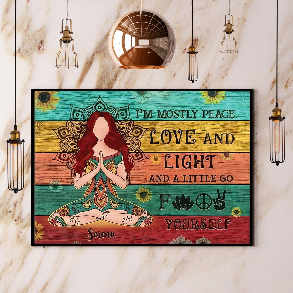 Yoga Girl I’M Mostly Peace Love And Light Vintage Poster No Frame