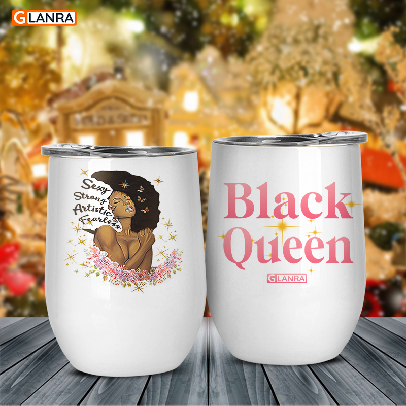 Personalized Black Queen Wine Tumbler, Custom Black Girl Wine Tumbler, Gift For Her, Bff Birthday Gift, Black Girl Magic, Afro Queen Mug, Best Friend