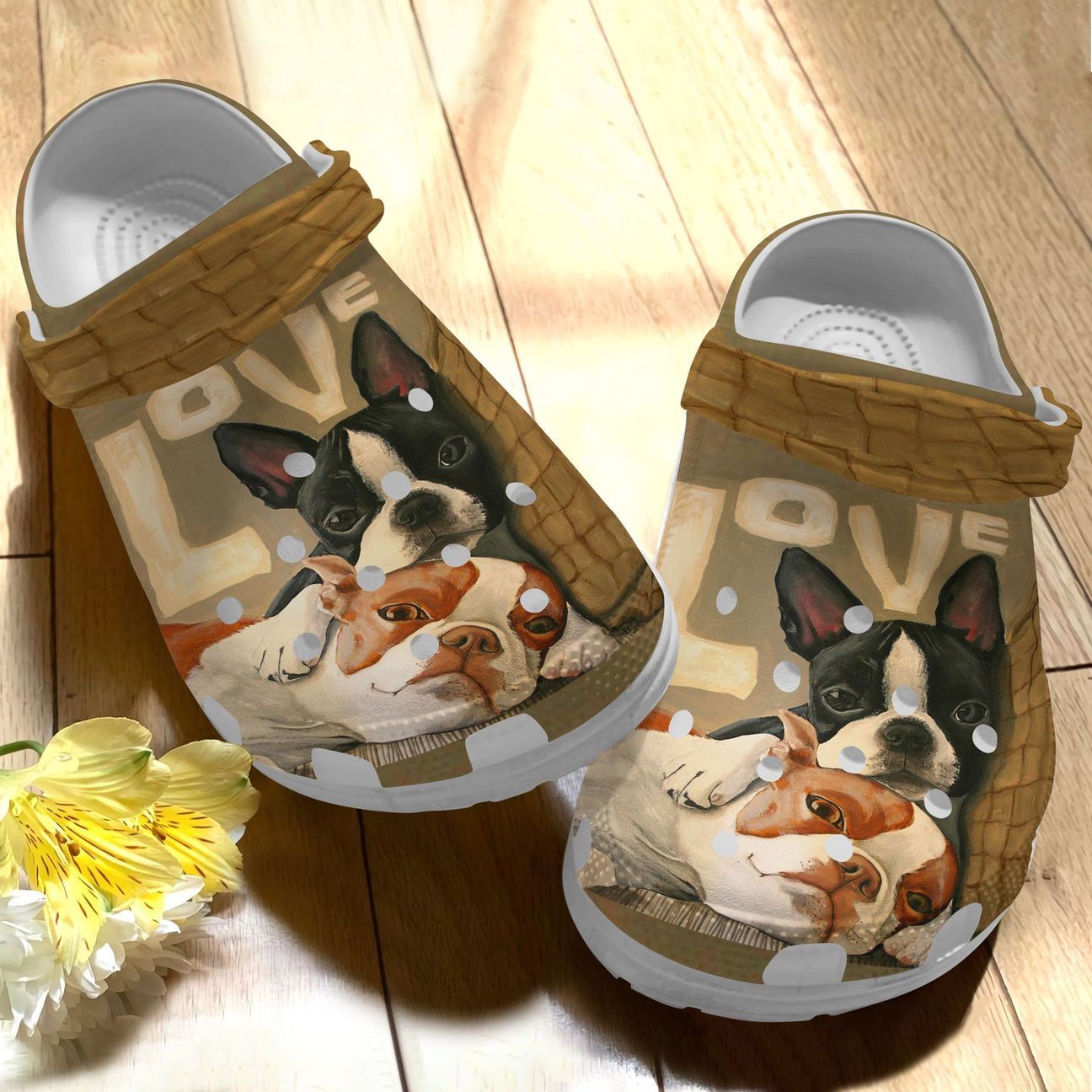 Boston Terrier Personalized Clog, Custom Name, Text Boston Love, Fashion Style For Women, Men, Kid, Print 3D