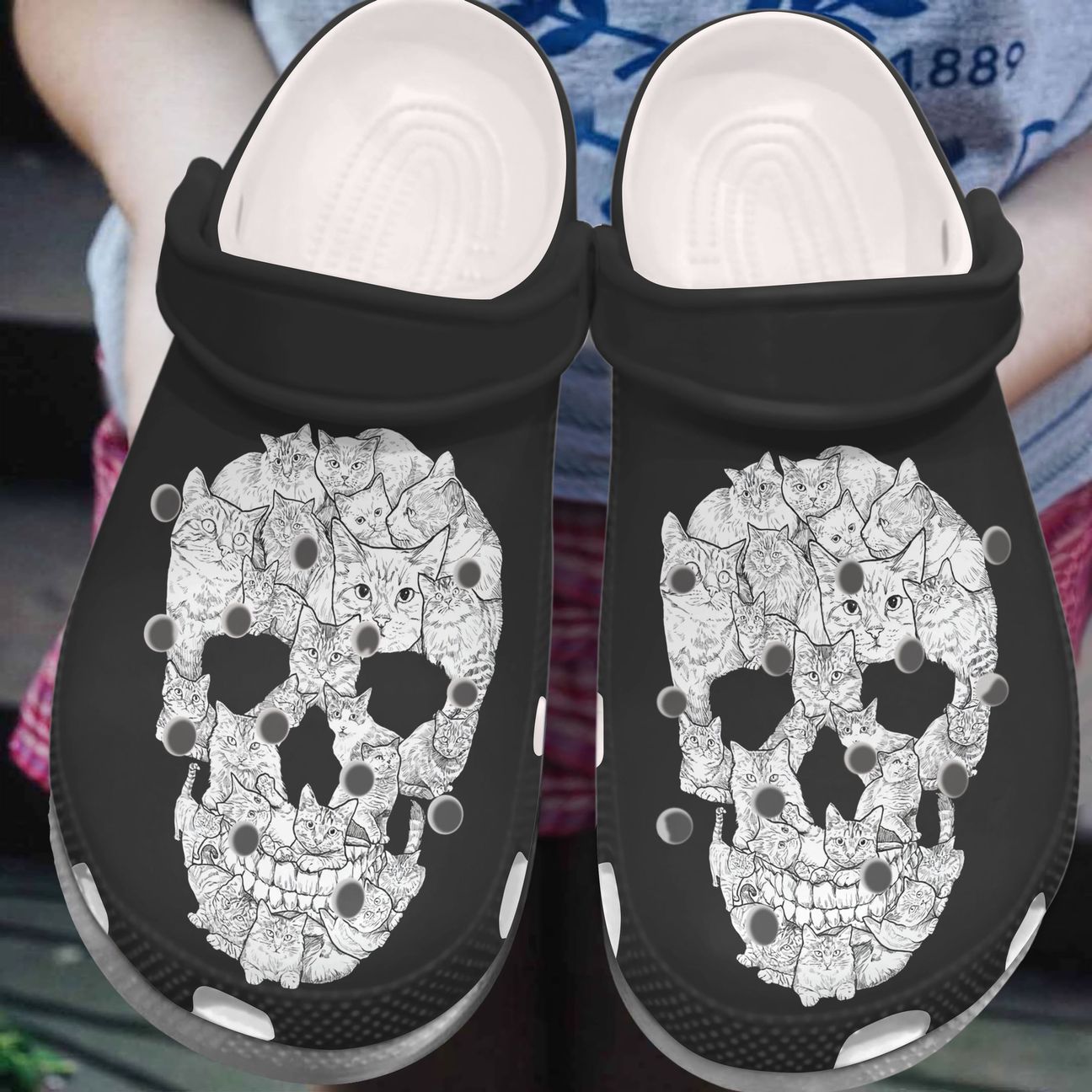 Skull Personalized Clog, Custom Name, Text, Color, Number Fashion Style For Women, Men, Kid, Print 3D Skull Cat