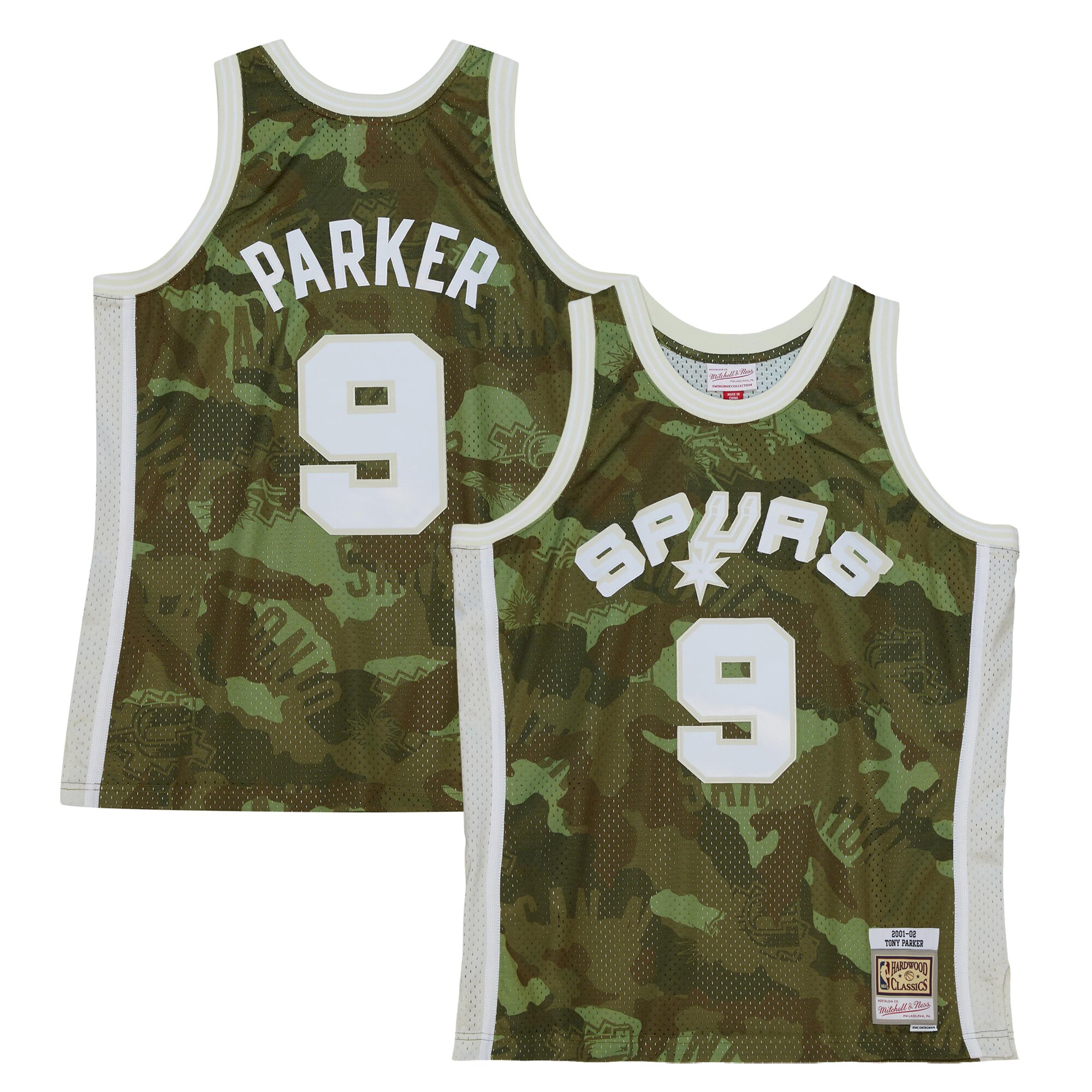 Tony Parker San Antonio Spurs Mitchell & Ness Hardwood Classics 2000/01 Ghost Green Swingman Jersey – Camo