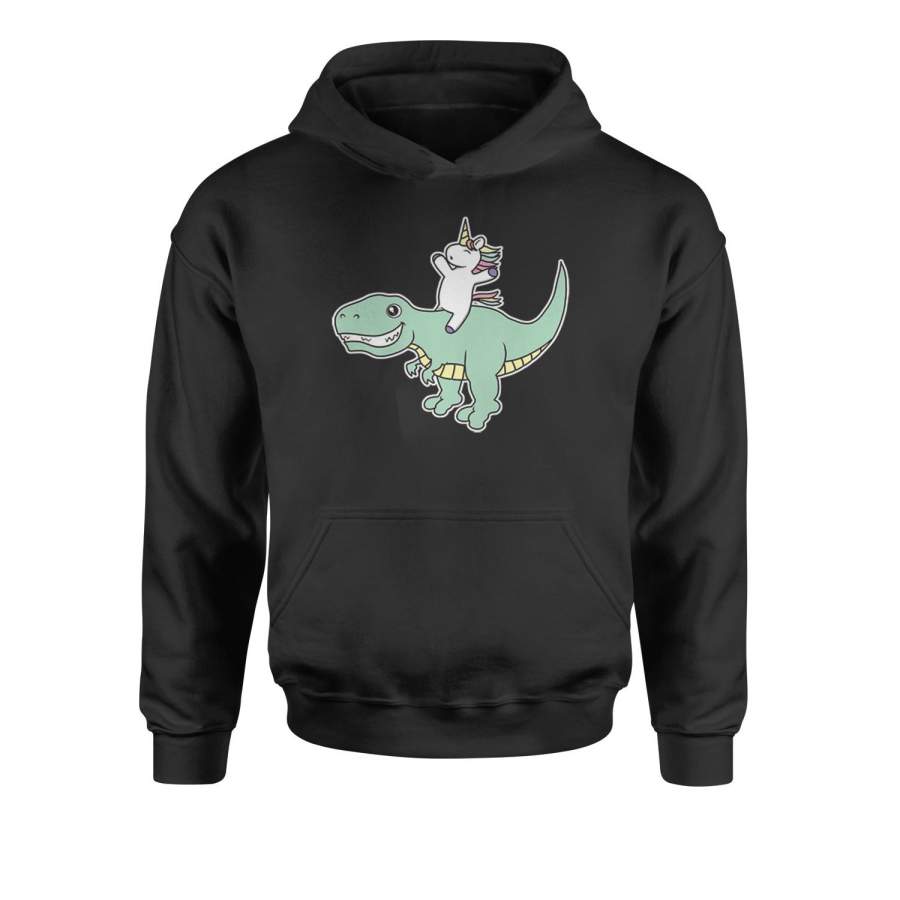 Unicorn Riding A Dinosaur Youth Sized Hoodie