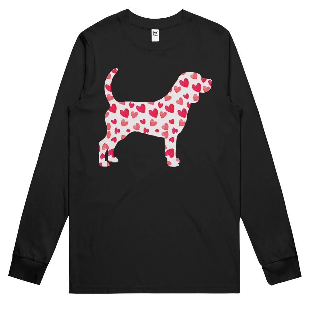 Valentines Day Beagle Hearts Puppy Dog Lover Long Sleeve T Shirts