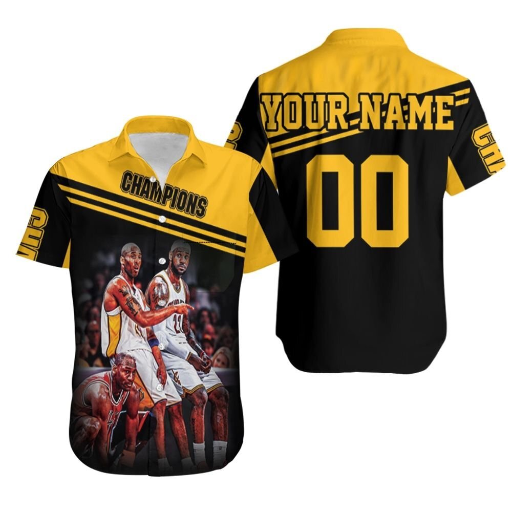 Kobe Bryant Michael Jordan Lebron James Sit Together Legends 3D Personalized Hawaiian Shirt