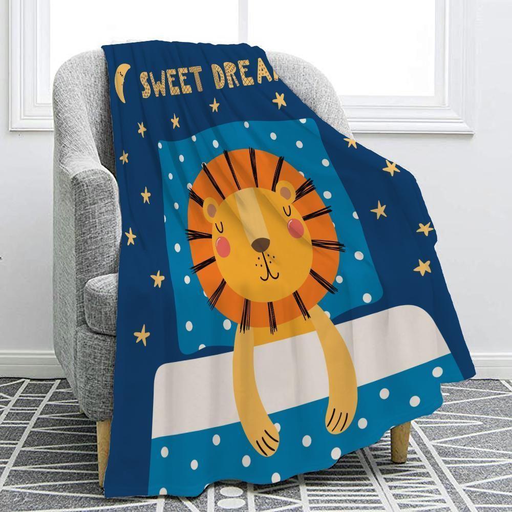 Sleeping Cartoon Animal Dream Printed Fleece Blanket