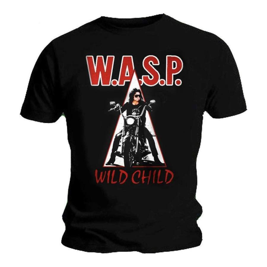 Men’s Fashion Casual Short-sleeved T-shirt WASP W.A.S.P Heavy Metal WILD CHILD Motorbike T Shirt Men’s Punk T-shirt
