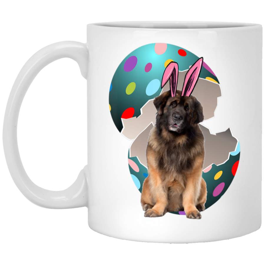 Leonberger Dad Mom Easter Day Gift 11oz 15oz White Mug Happy Easter Day Funny Colors Eggs Bunny Ears Peeps Cute