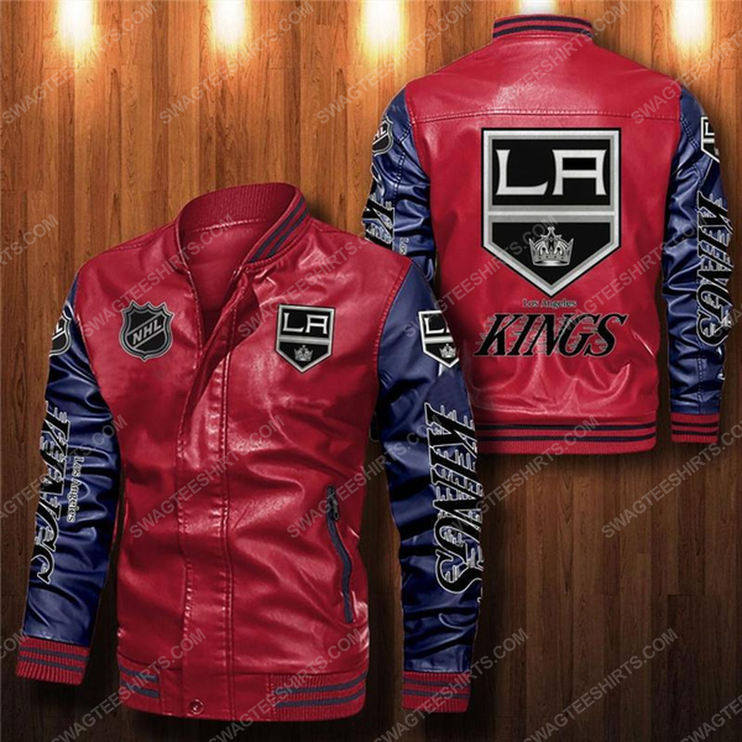 [Special Edition] Los Angeles Kings All Over Print Leather Bomber Jacket – Maria