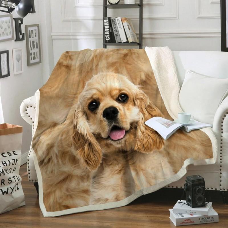 American Cocker Spaniel Dog Portrait Fur Printed Blanket