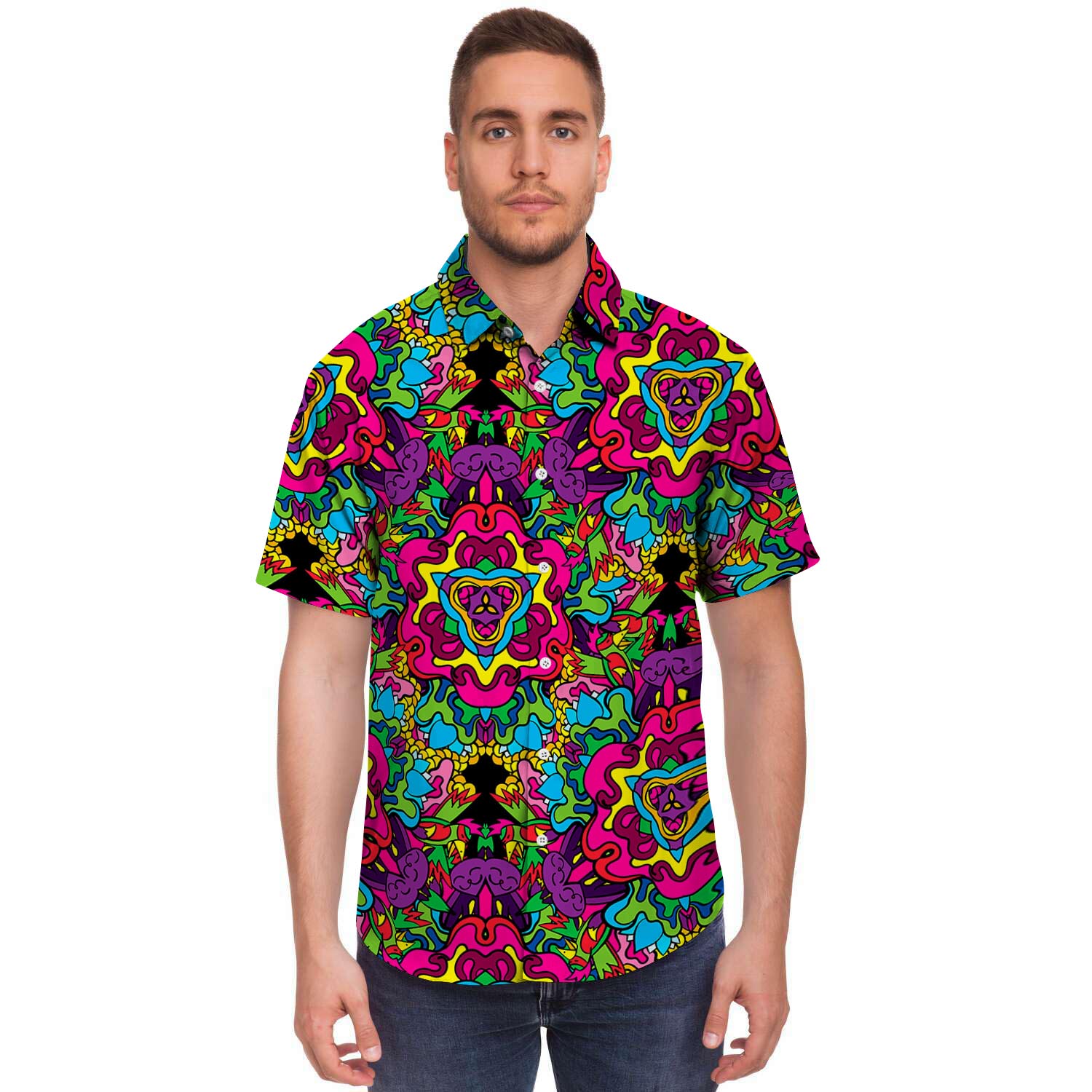 Animal Hippie Psychedelic Men’S Short Sleeve Shirt