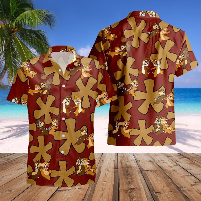 Chip Dale Rescue Rangers All Over Print Hawaii Shirt Dark Red Ha108343