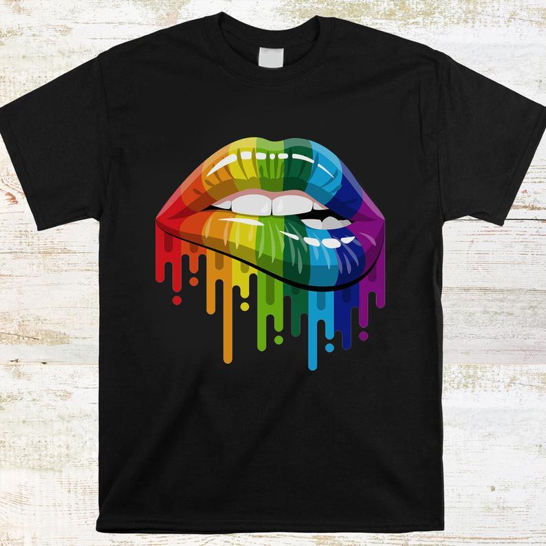 Lgbt Lips Rainbow Lgpt Pride Gay Shirt Standard/Premium T-Shirt Hoodie