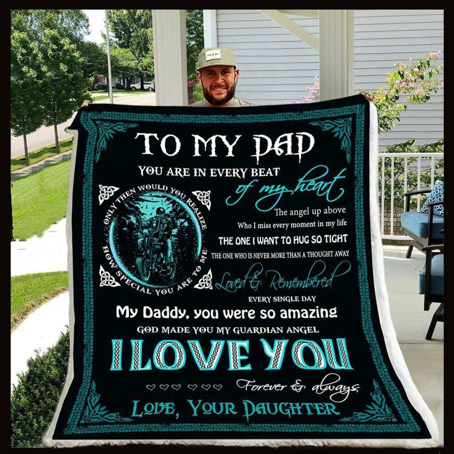 [Personalized Name] Biker From Daughter To My Dad You Are In Every Beat Of My Heart – Best Idea Gift For Dad, Gift For Home Decor, Gift For Family  – Fleece Blanket