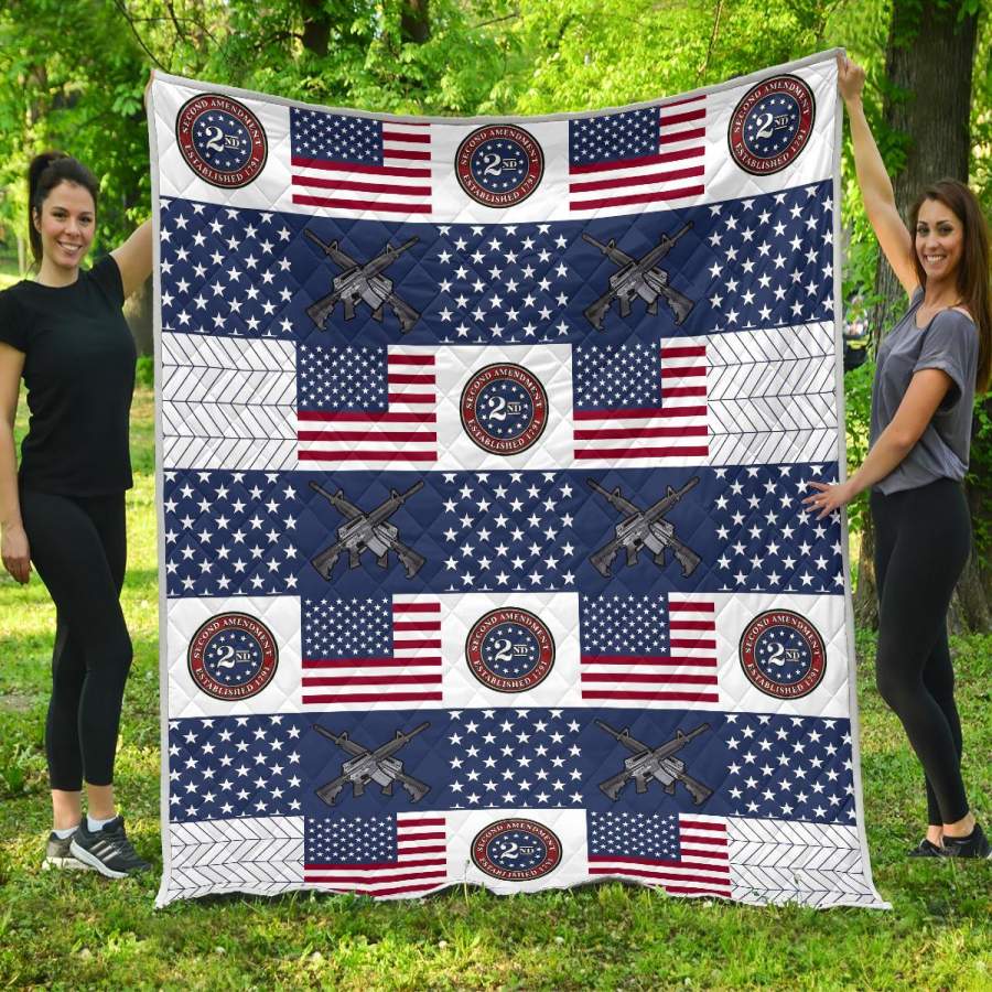 2nd Amendment Patriotic Custom Handmade Quilt Blanket