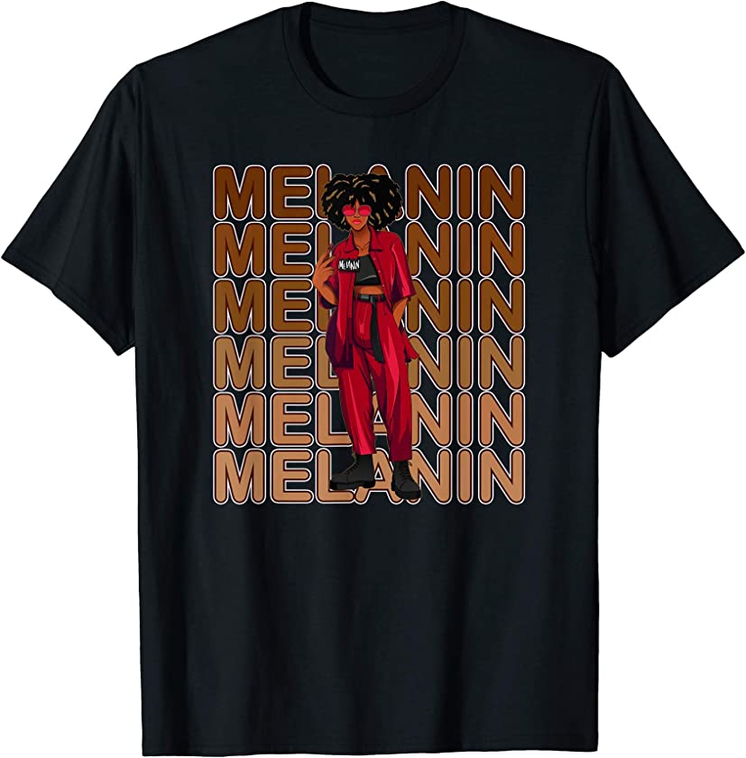 Strong Melanin Goddess African American Afro Natural Hair T-Shirt