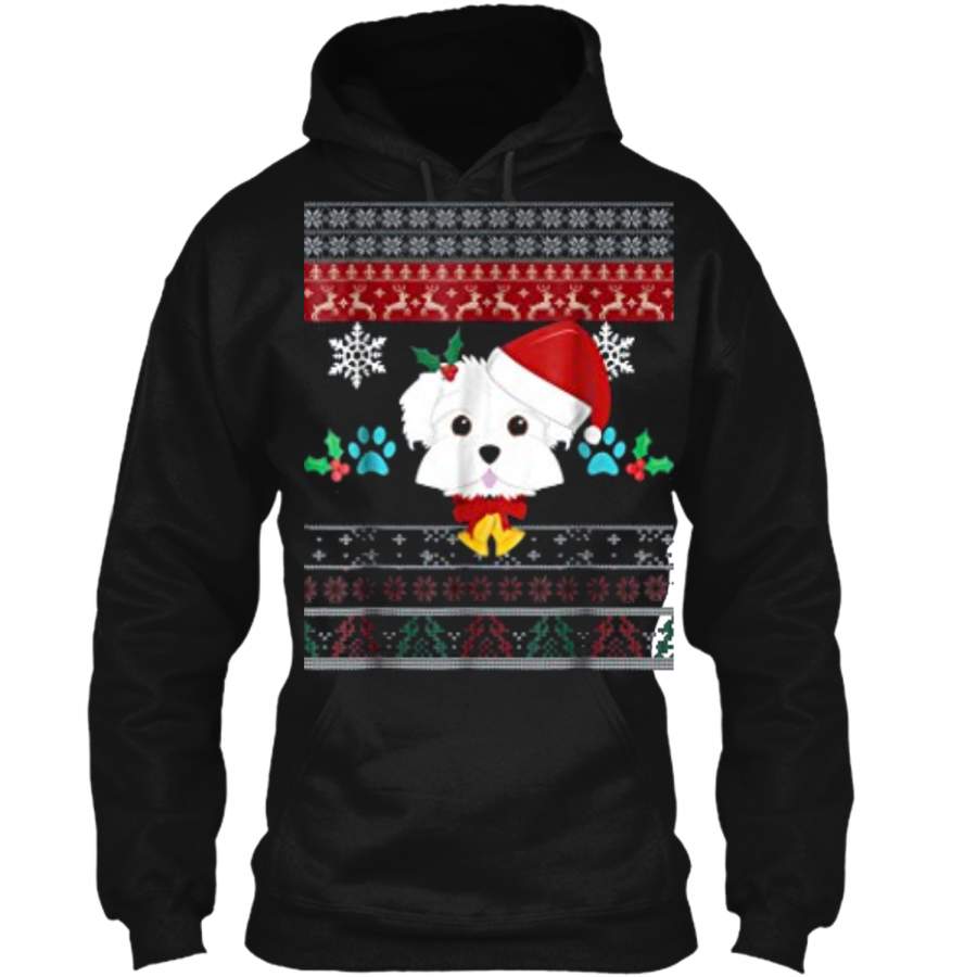 Maltese Christmas Sweater Style T Shirt Pullover Hoodie   Christmas Gift Ideas