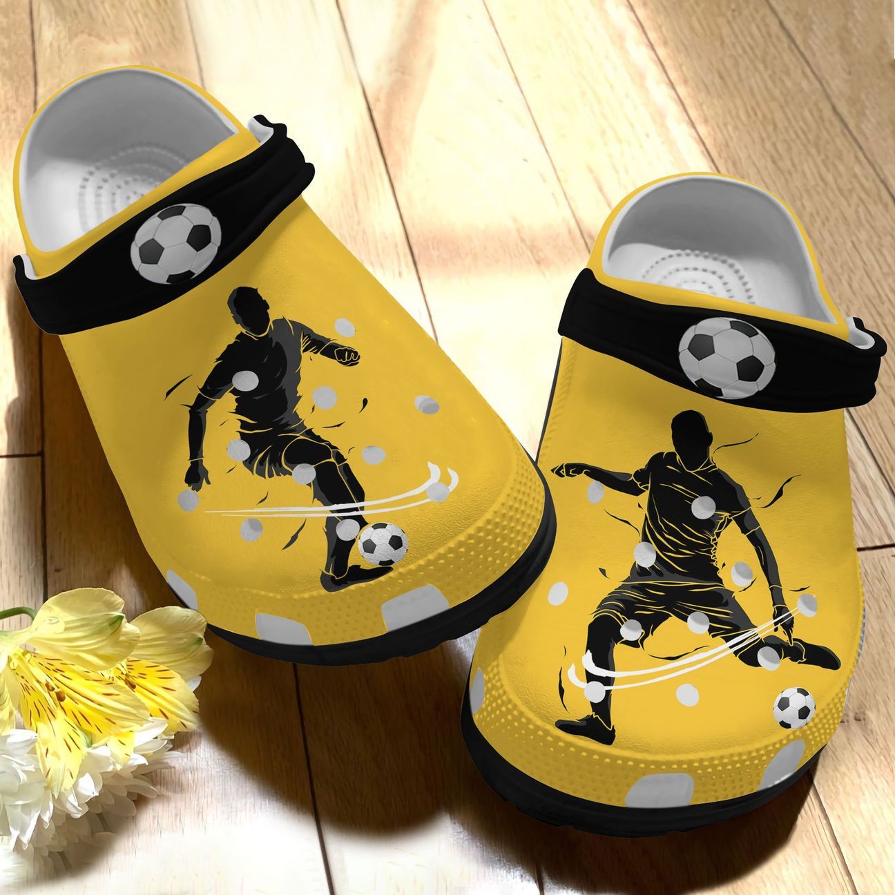 Soccer Personalized Clog, Custom Name, Text, Color, Number Fashion Style For Women, Men, Kid, Print 3D Dribbling Shadow