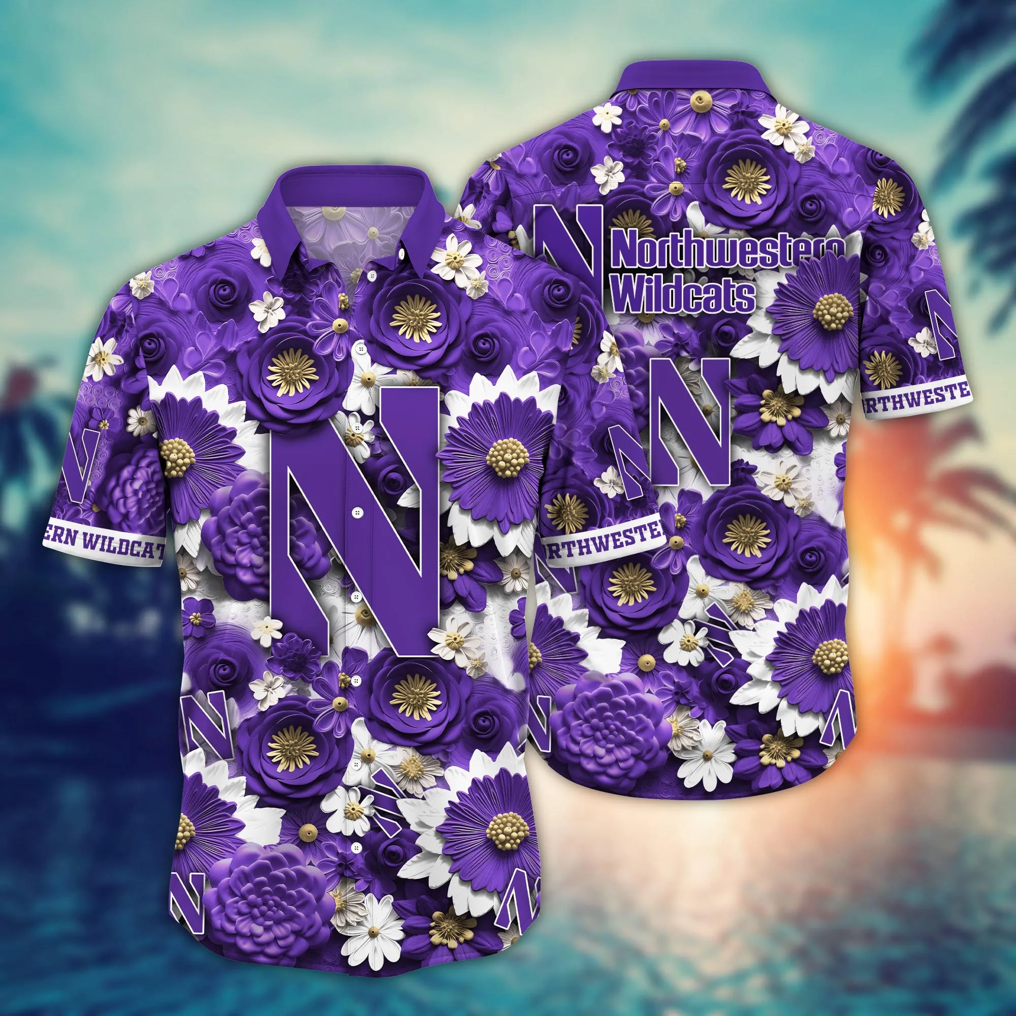 Northwestern Wildcats NCCA Hawaiian Shirt Trending For This Summer Customize Shirt Any Team