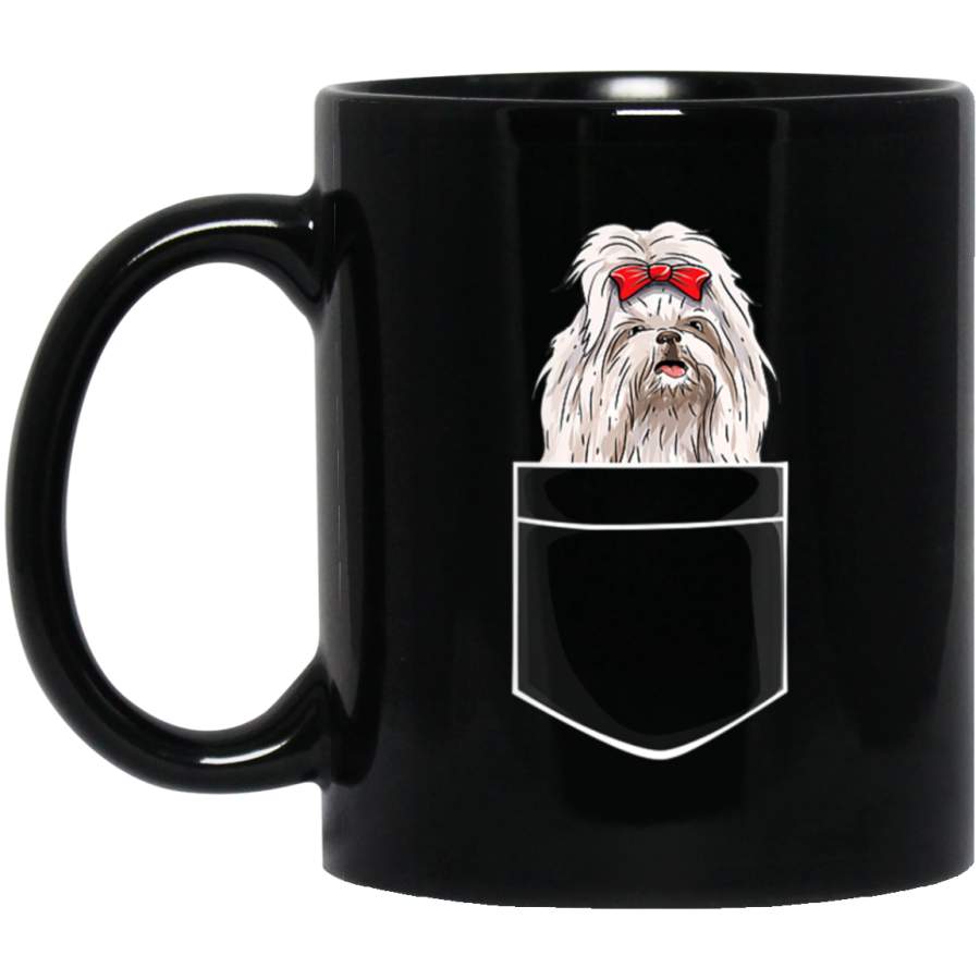 Shihtzu Puppy In Pocket Shih Tzu Gift For Dog Lovers 11 oz 15 oz Mug Black