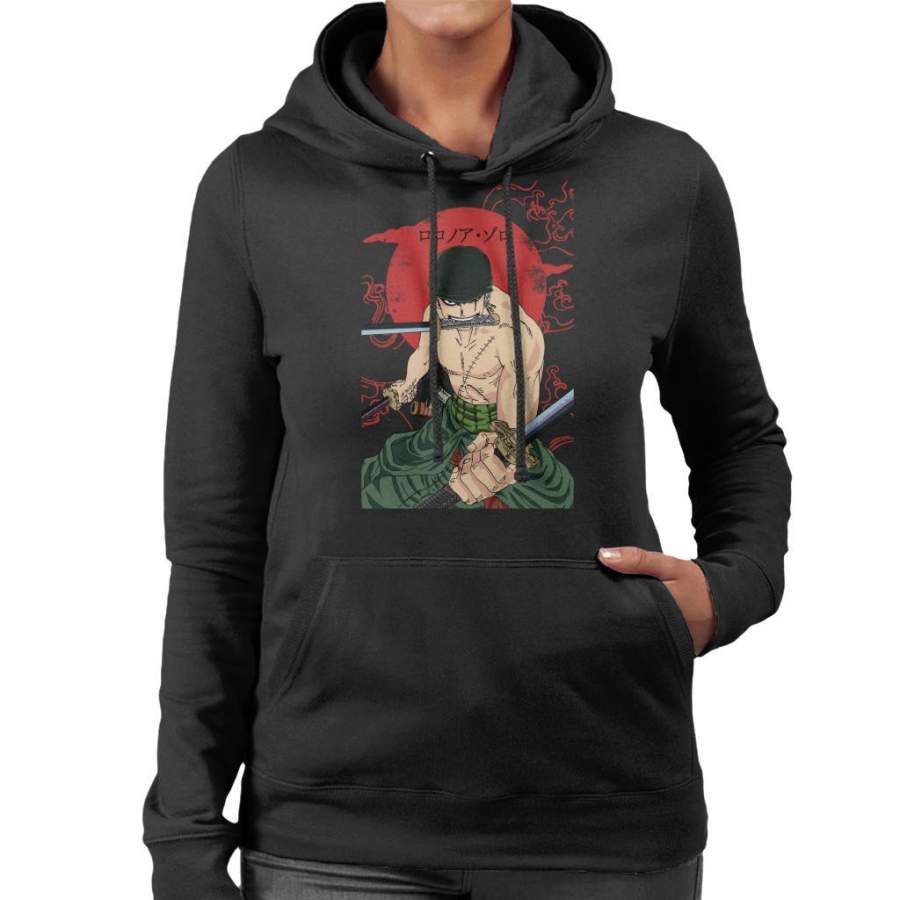 Roronoa Zoro Sun Rise Swords One Piece Women’s Hooded Sweatshirt