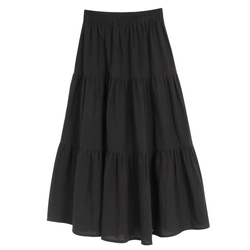 2022 Teen Girls Elastic Waist Casual Black Ruffled Skirt Children Autumn Clothing Kids Girls Cotton Skirt Ruffles, #9118 alx