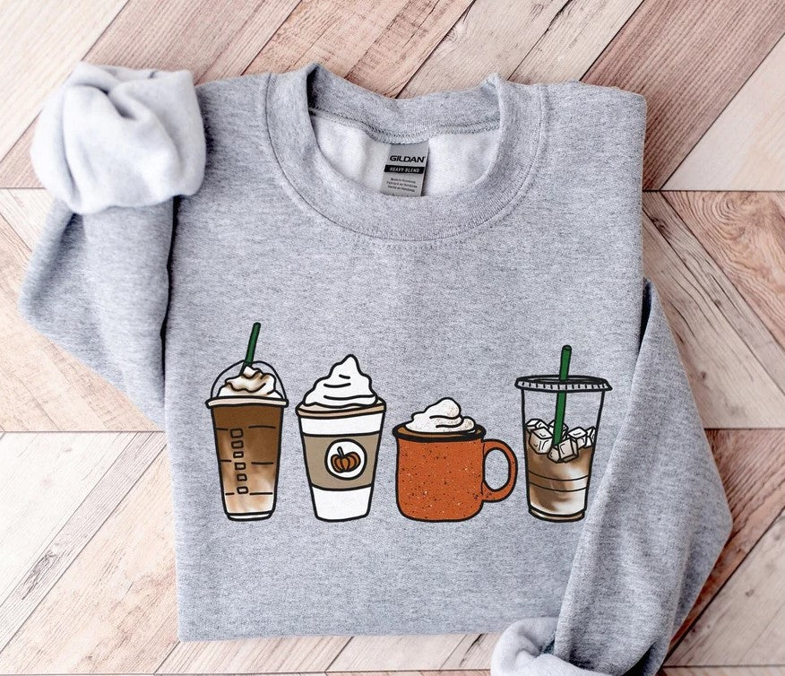 Fall Coffee Sweatshirt, Unisex Fall Pullover, Pumpkin Spice Sweatshirt, Cute Fall Sweater, Womens Fall Fashion Sweater, Coffee Sweatshirt