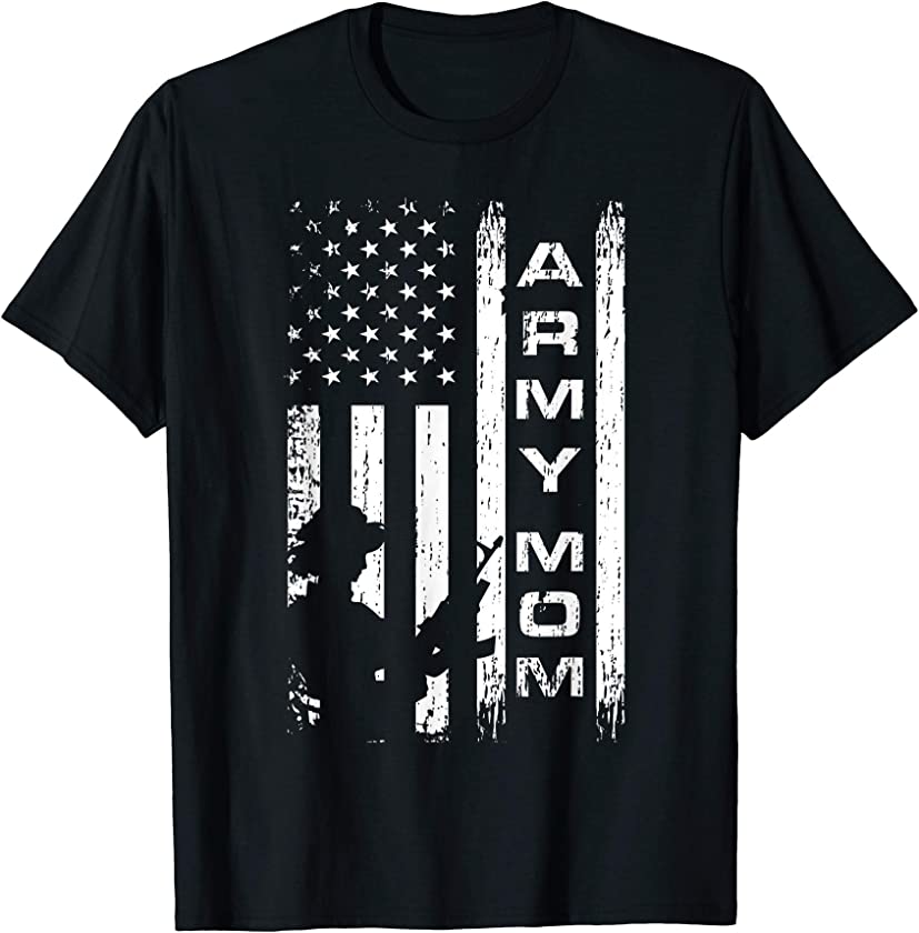 Army Mom US Vintage Flag Military Pride Women Mothers Day T-Shirt