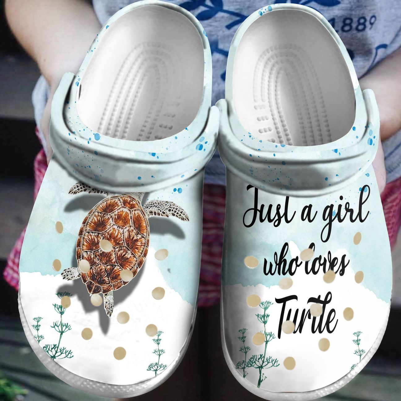 Turtle Personalized Clog, Custom Name, Text, Color, Number Fashion Style For Women, Men, Kid, Print 3D Just A Girl Who Loves Turtle