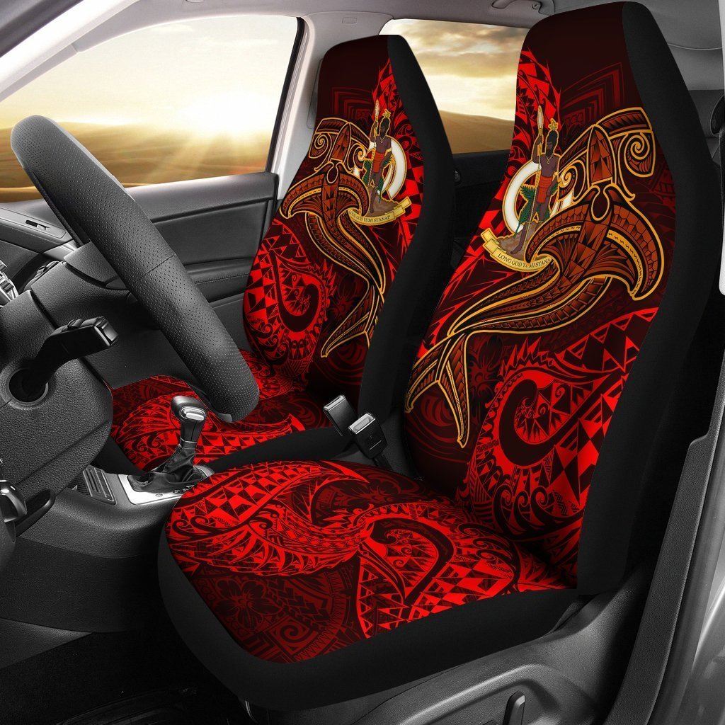 Vanuatu Car Seat Covers Polynesian Red Shark