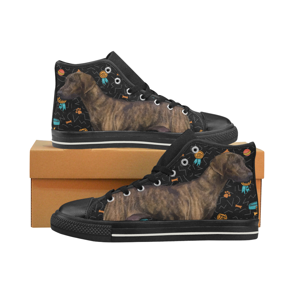 Plott Hound Dog Black High Top Canvas Shoes for Kid