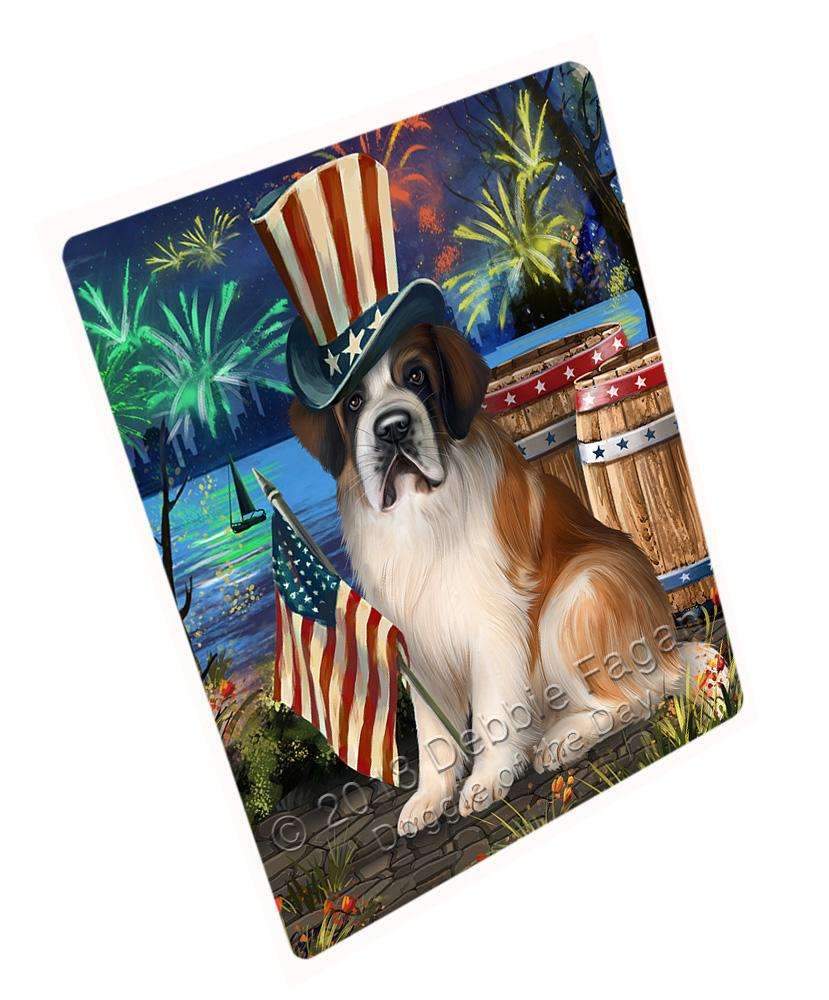 4Th Of July Independence Day Fireworks Saint Bernard Dog At The Lake Blanket Blnkt75045