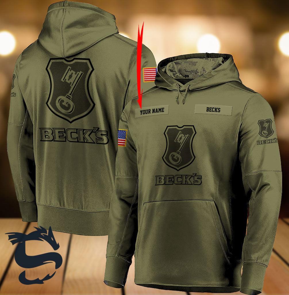 Personalized Military Green Beck’S Beer Hoodie & Zip Hoodie